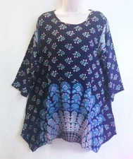 Sacred Threads Hippie Boho Festival Sharkbite Mandala Block Print Top 220163 OS