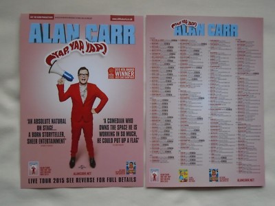 ALAN CARR Live Theater Event YAP! YAP! YAP! Promo-Flyer Großbritannien & Irland Tour 2015