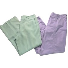 Escada Flat Front Straight Leg Wool Cotton Pant 36 Waist German 44 Pastels 2 ea