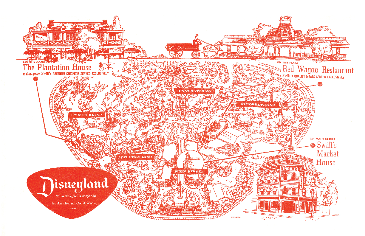 Vintage 1961 Disneyland Map Poster Print 13x19 Satin Finish Retro Wall Art Decor