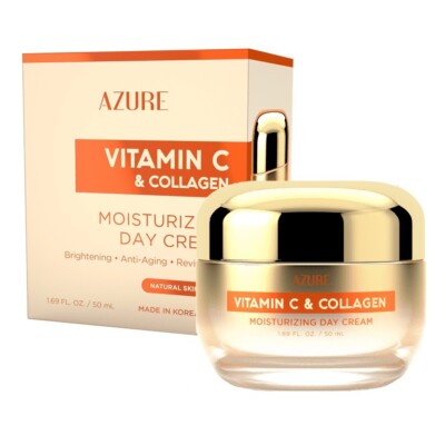 AZURE ~ Vitamin C + Kollagen ~ Aufhellende Feuchtigkeitsspendende Tagescreme Anti Aging 50ml