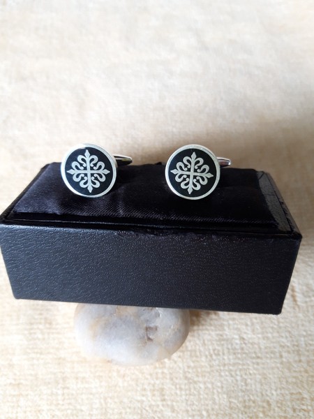 Gemelos de plata (Cufflinks) Amaya Arzuaga. Cruz de Calatraba.
