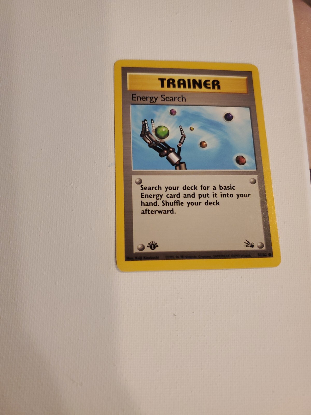 Pokemon Card Energy Search 59/62 1st Edition Fossil WOTC Trainer NM (79)