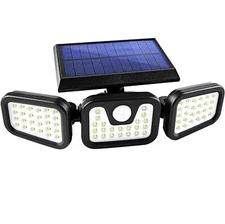 20000LM Solar Security Light Outdoor 3 head 74 LED Motion Sensor Waterproof Lamp