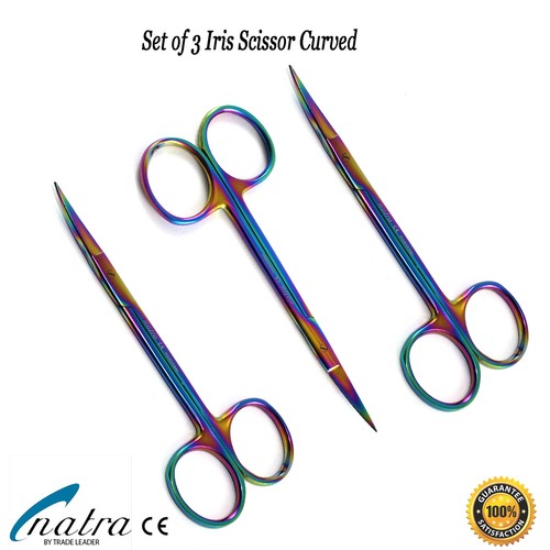 3 Irisscheren Courbé Micro Dentelée Grand Chirurgical Iris Ciseaux 12 ...