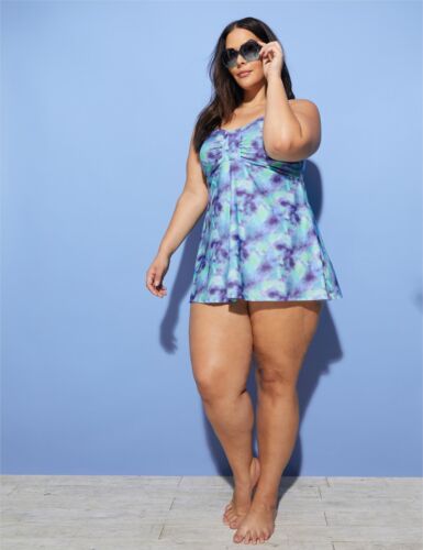 AUTOGRAPH - Plus Size - Womens Dress -  Rouched Front Swim Dress - Picture 1 of 6