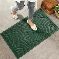 Front Door Mat Absorbent Resist Dirt Welcome Door Mat Indoor Outdoor Green 