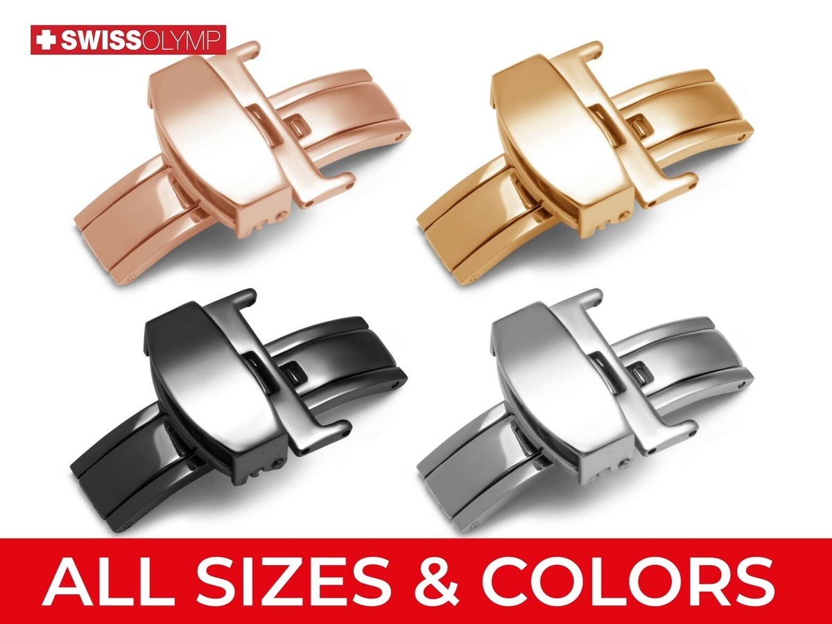 For BLANCPAIN Watch Deployment Butterfly Clasp Buckle Leather Rubber Strap  Band