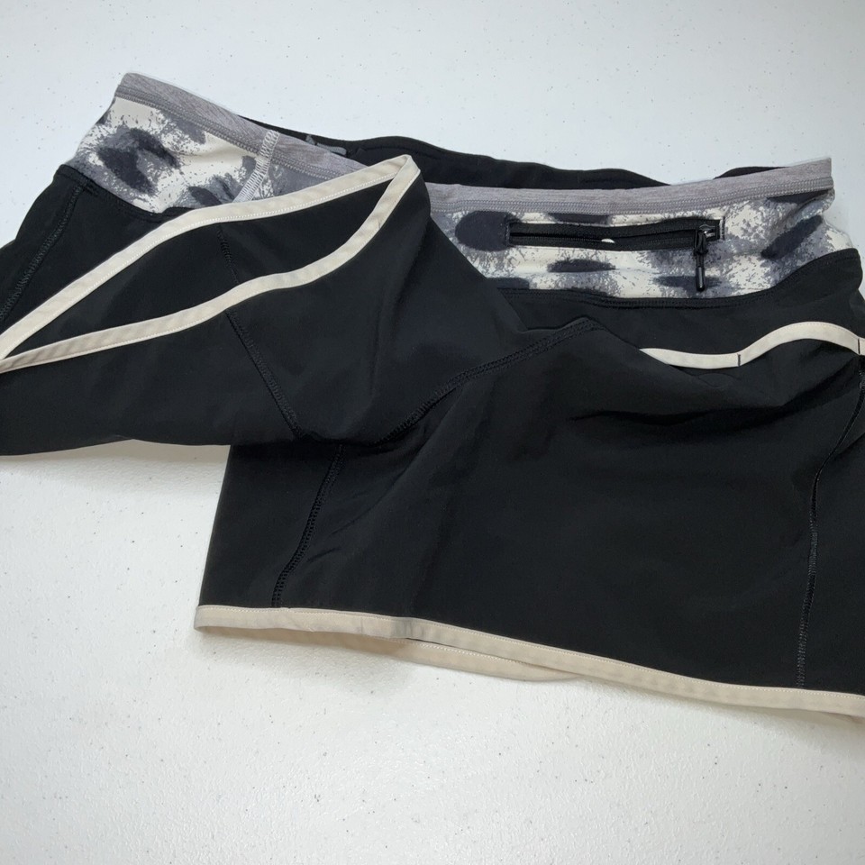 Lululemon Shorts Turbo Run Athletic Lined Zip Pocket Striped Waist