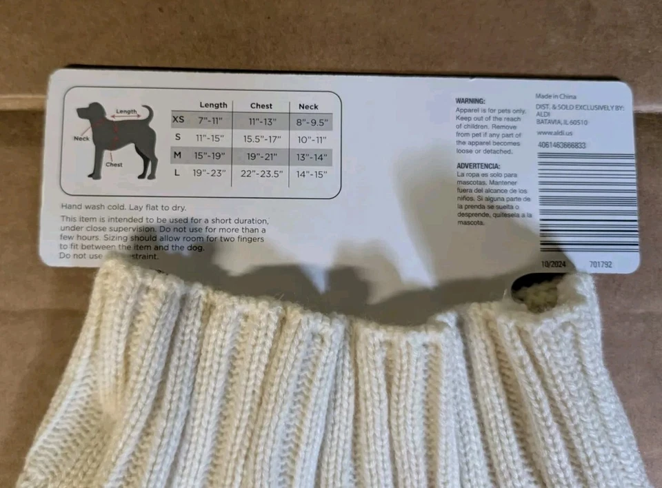 Suéter Corazón a Cola Blanco Perro Mascota Talla M Foto 3 de 4