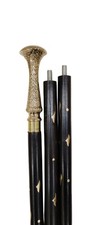 Wooden Walking Stick with Brass Umbrella Head Vintage Style Cane Handmade Mobil