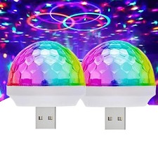 USB Mini Disco Light Sound Activated Magic Ball Car Party Stage Lamp 2 PCS