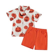 Toddler Baby Boy Halloween Outfit Pumpkin Head Short 12-18 Months Orange Shorts