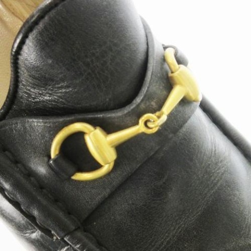 GUCCI Horsebit Leather Loafers Dress Shoes Size:6.5/JP:23.5 Black 141105K Authen thumbnail 7