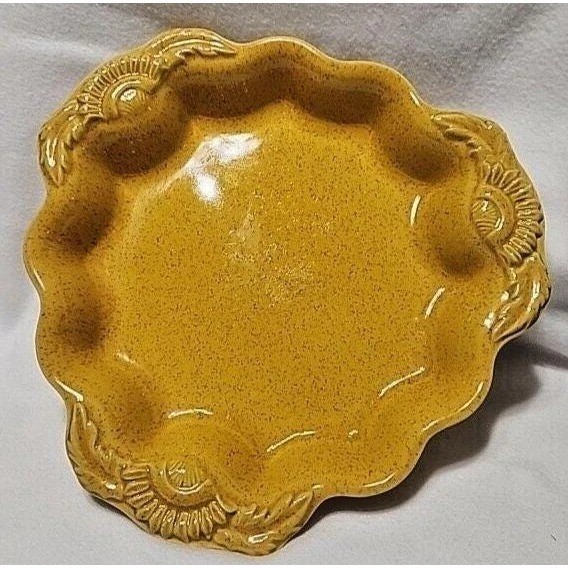 Appolia France Ceramic Pie Dish Mustard Yellow Scalloped Sunflower 0703.300