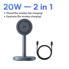 Baseus 2-In-1 20W Wireless Charger Qi2 15W Magnetic Wireless Charging Stand for 