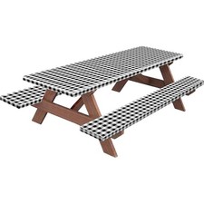 Waterproof Picnic Table Cover Set with Elastic Edges for Table and Benches