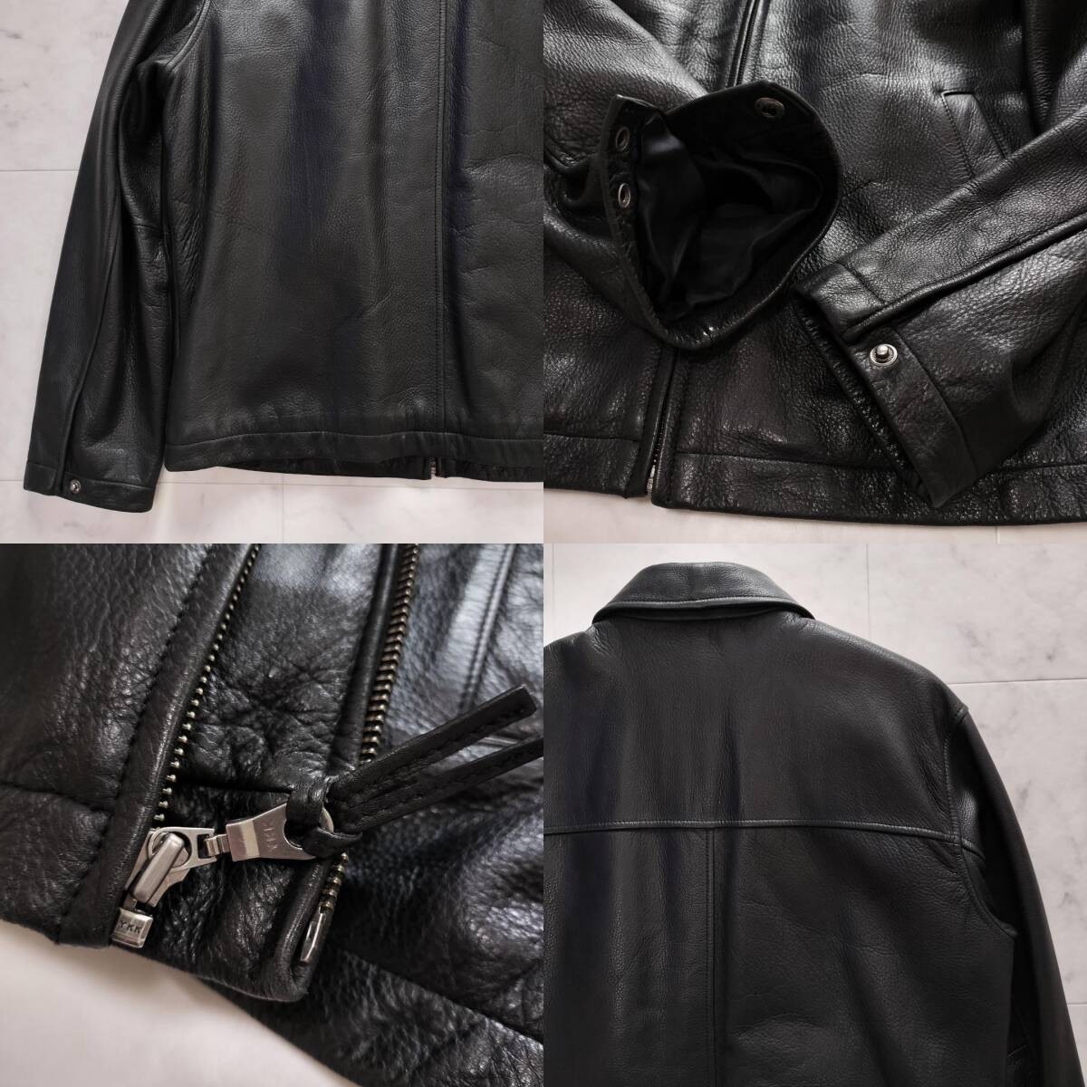 Brooks Brothers Vintage Leather Jacket Black M Collared 90s Slim Fit Mens image 9