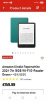 AMAZON Kindle Paperwhite (2024) 7 eReader - 16 GB - Jade/ Green