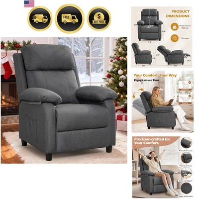 Recliner Chair Living Room Lounge Chair for Adults Small Space Linen Gray