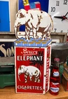 VINTAGE "BEAR'S ELEPHANT CIGARETTES" DOUBLE SIDED PORCELAIN SIGN (RARE)