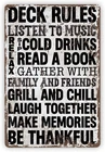 Inspirational Outdoor for Patios, Vintage Tin Metal Signs Home Décor, Deck Rules