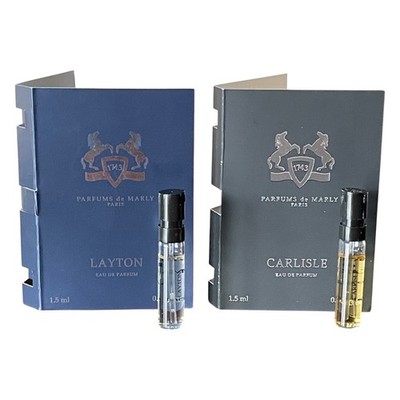 Lot of 2 Parfums de Marly Samples Carlisle & Layton 1.5ml Official Carded NEW