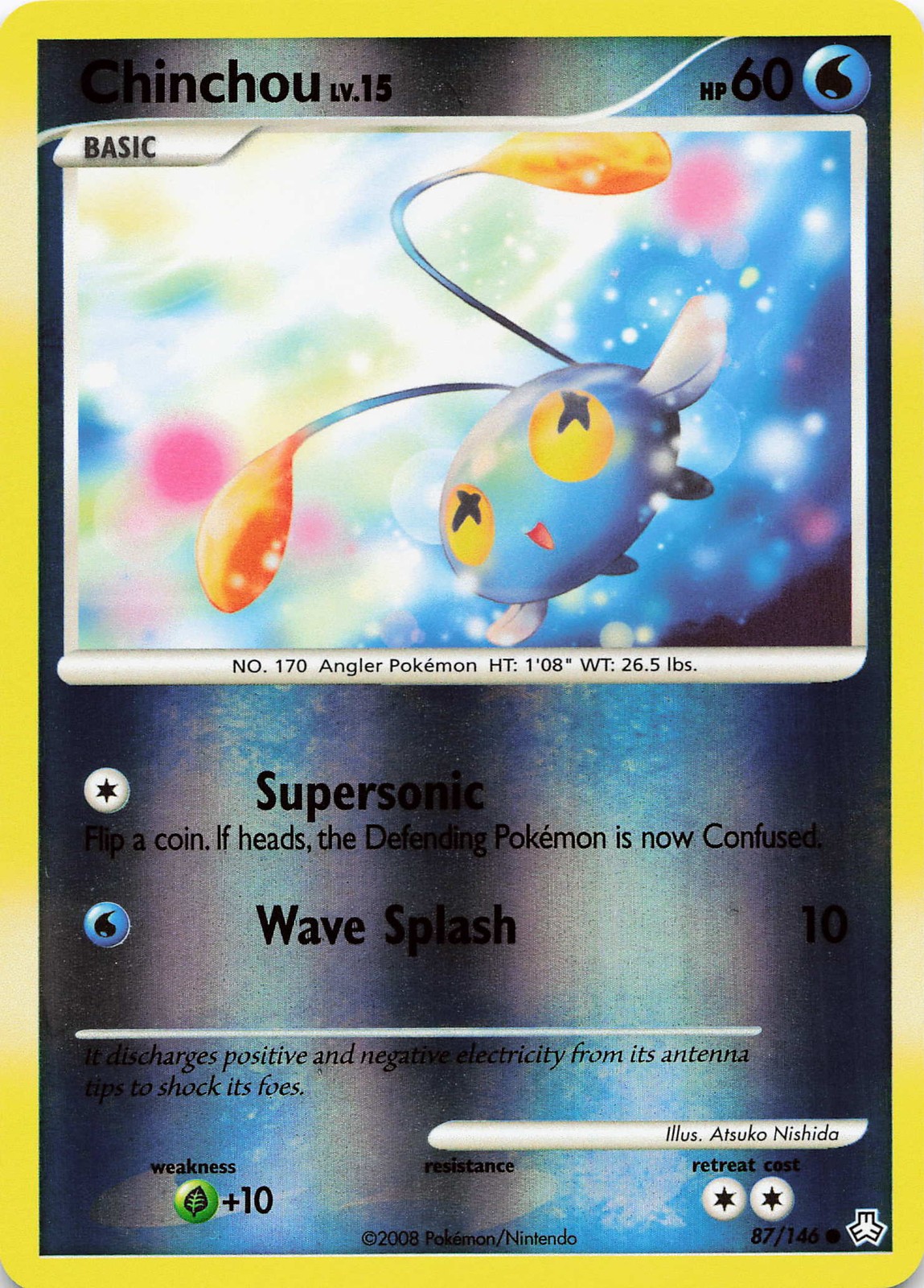 POKEMON Chinchou (87) #87/146 Reverse Holo Legends Awakened NM