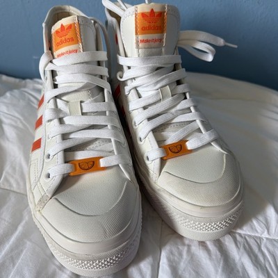 Adidas Originals White Sneakers with Orange Details  Make It Juicy    No Box