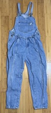 Guess Bib Overalls Womens 2 Blue Denim Pleated Adjustable Strap Front Pocket 90s