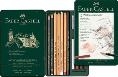 12 PCS FaberCastel 112975 PITT Monochrome Tin Set Art Drawing Supplies Tool