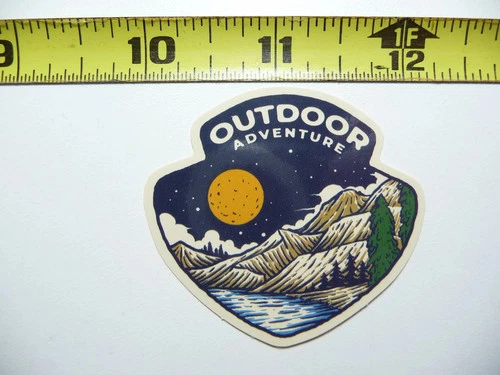 OUTDOOR ADVENTURE MOON LIT NIGHT RIVER SMALL STICKER DECAL HIKING CAMPING GEAR