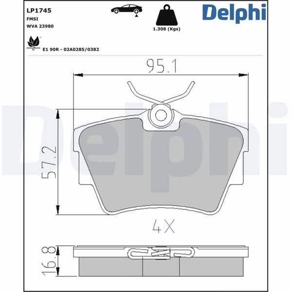 Delphi Bremsbelagsatz Scheibenbremse LP1745 FüR Renault VW Opel Fiat Nissan X82-image