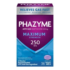 Phazyme Gas Relief, Maximum* Strength Gas and Bloating Relief for Adults, 250 mg