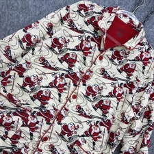 Nick and Nora Sporty Santa Flannel Pajama Set Womens L Ski Snowshoe Skate