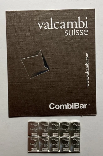 Valcambi 1 Gram .999 Pure Silver Bar X 10 Combibar