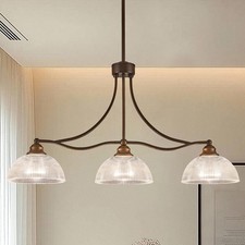 3-Light Oil Rubbed Bronze Pendant Light for Kitchen Island Antique Dome Hangi...