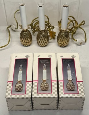 Lot of 3 - Vintage Solid Brass Pineapple Electric Window Light - No Bulbs