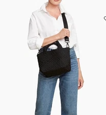 Naghedi St Barths Mini Tote Bag  NWOT with Zip Clutch Black $285