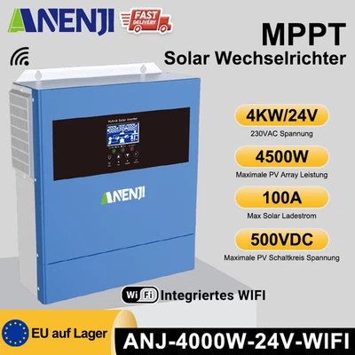 ANENJI 4200W On/Off Grid Solar Wechselrichter Hybrid MPPT 100A 24V 220/230VAC 500V WIFI