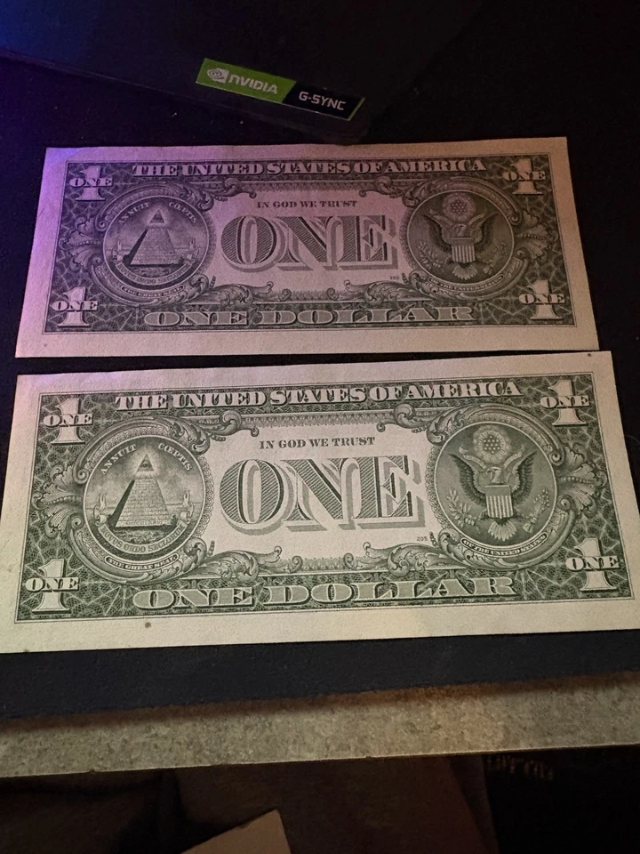 Billetes de un dólar 1985 números de serie secuenciales Foto 2 de 2