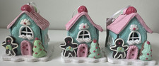 Pastel Pink Blue Mini Gingerbread House Christmas Tree Ornaments NEW