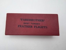 Vintage Farebrother Set Of 3 Best Turkey Feather Flights W/ Wooden Stems - Red