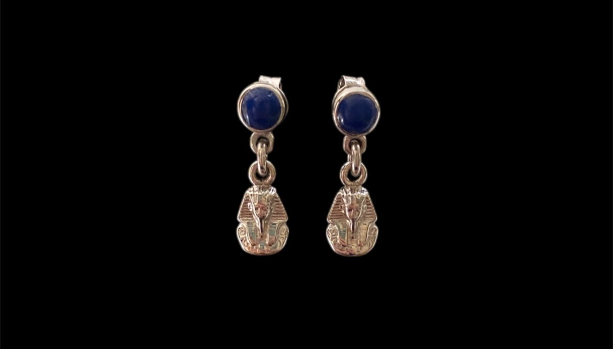 Rare Handmade Powerful 925 Sterling Silver King Tutankhamun Earrings