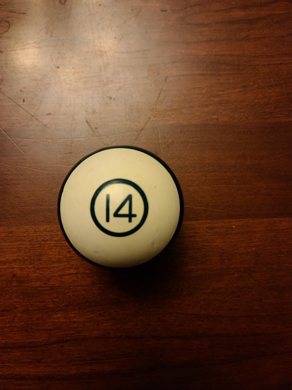 Vintage Antique Amaranth Billiard Ball 2 1/4"  No.14 Green Stripe Inset Numbers