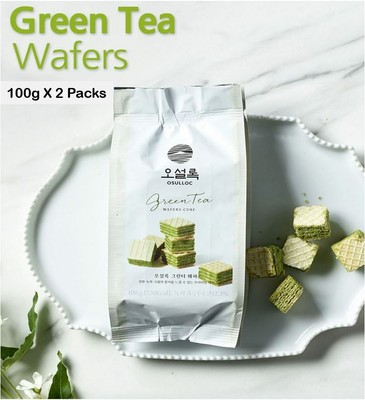Osulloc Korean Deep flavorful Green Tea Wafers Cube 100g x 2 packs