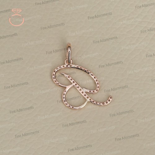 Solid 14k Rose Gold B Initial Pendant Pave Diamond B Alphabet Charm Jewelry New - Picture 11 of 12