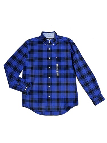 Tommy Hilfiger Men's Long Sleeve Check Plaid  Shirt Blue, M - Picture 1 of 2