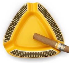 Cigar Ashtray Triangle - Large Outdoor Rest for Patio/Outside/Indoor (Yellow)
