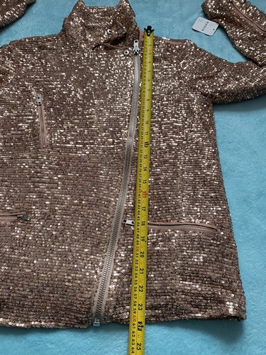 Free People Midnight Message Moto Jacket Size XS Sequins Party - Picture 9 of 11
